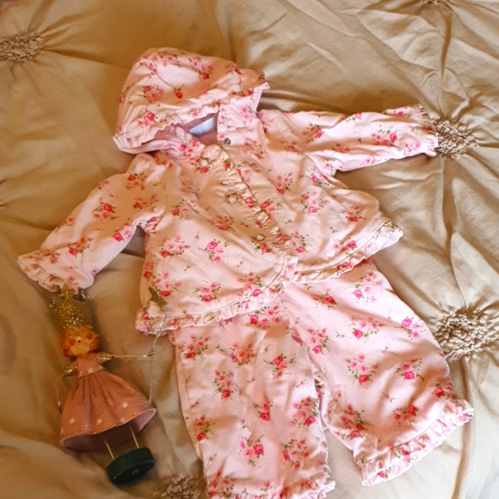 Corduroy floral baby outfit
